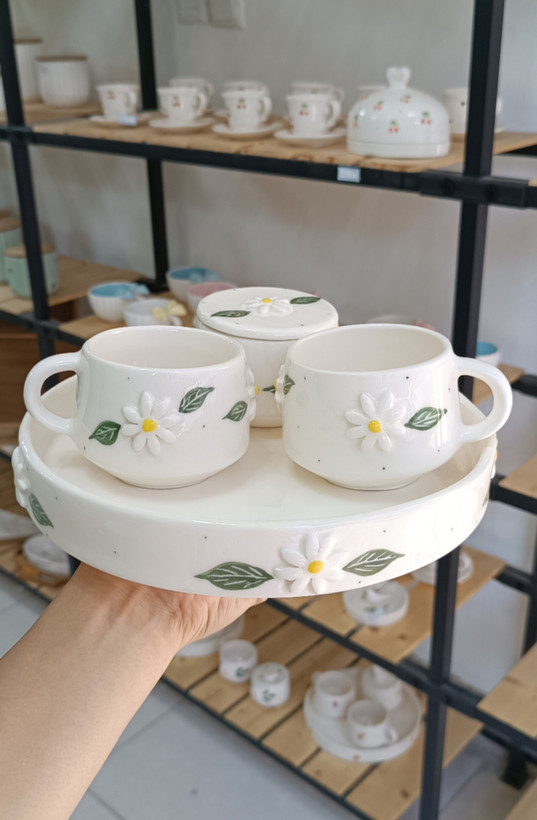 ست چایخوری بابونه سرامیکی دستساز