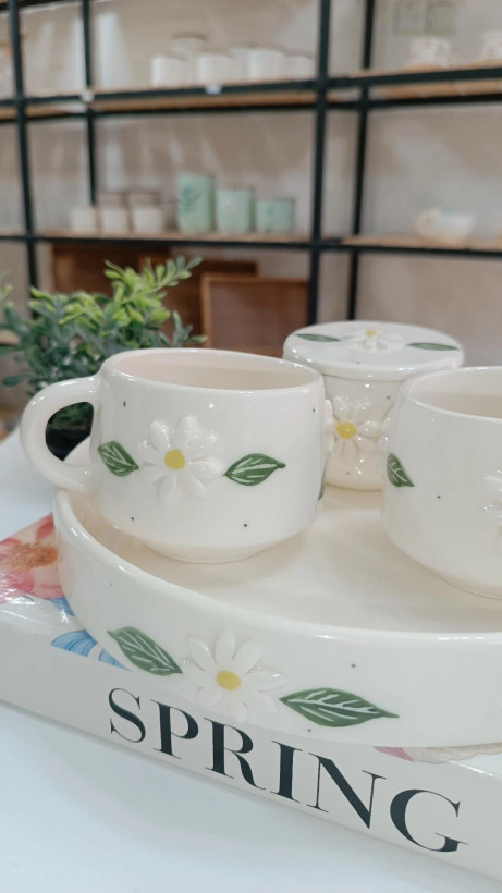 ست چایخوری بابونه سرامیکی دستساز